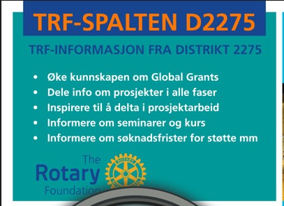 TRF-INFORMASJON FRA DISTRIKT 2275